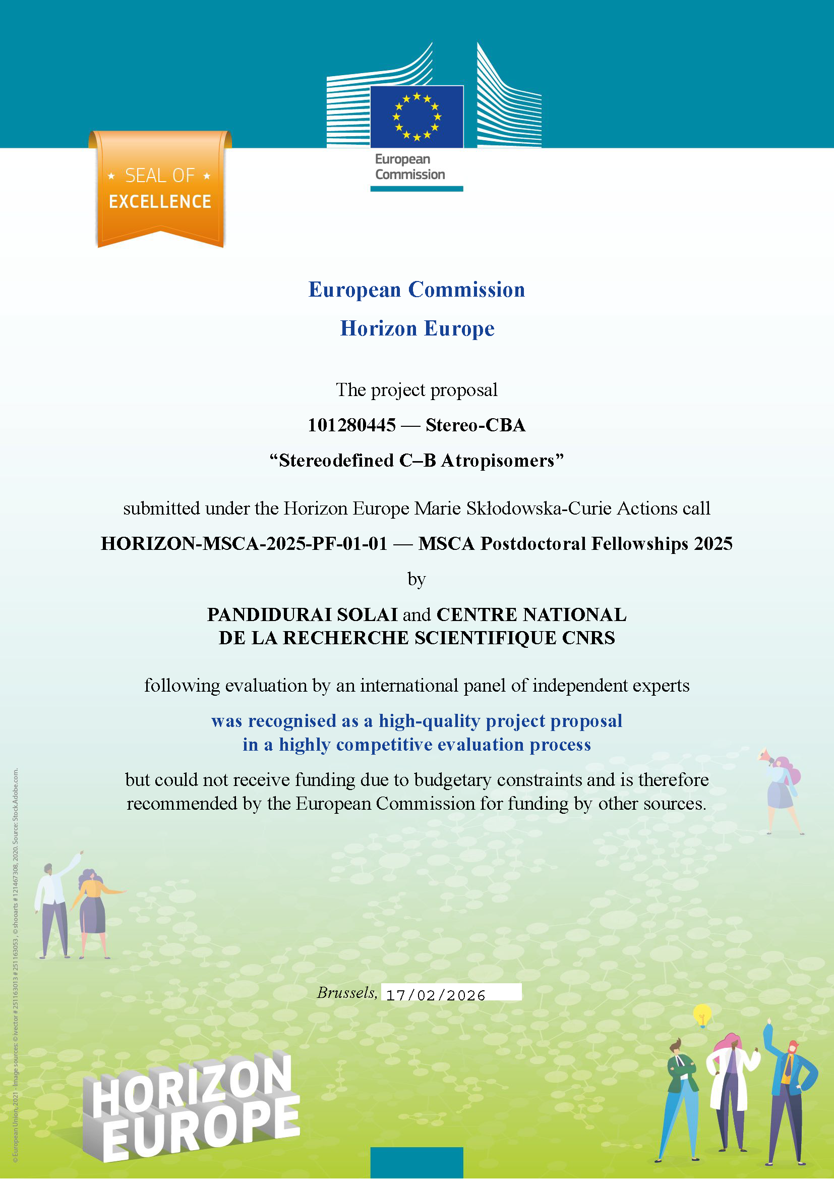 Seal of Excellence Award Certificate